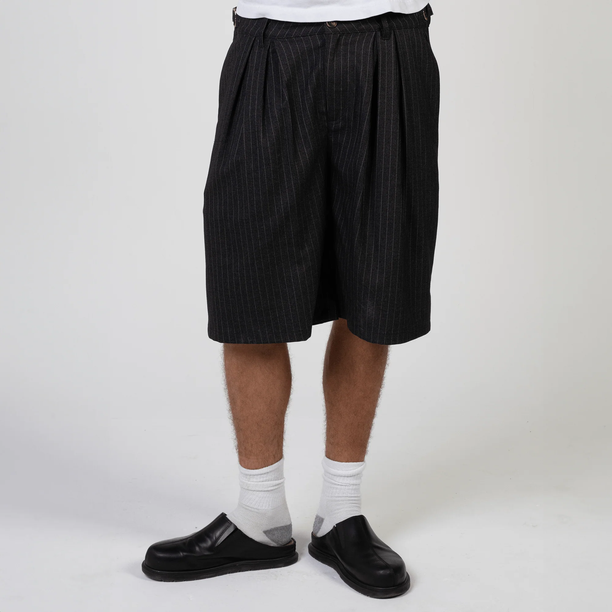 Black Pinstripe Shorts - Image 4