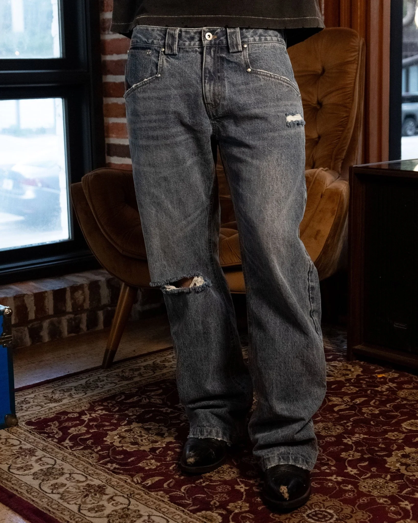 Blue Repaired Selvedge Bootcut - Image 3